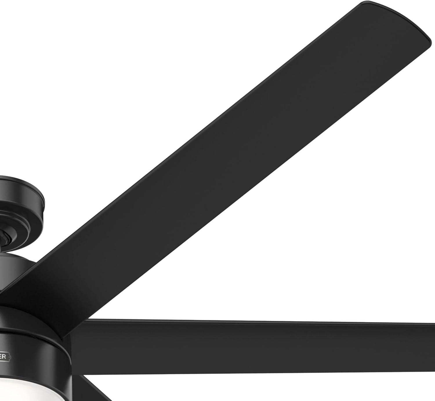 Hunter Fan 72" Solaria Outdoor Matte Black Ceiling Fan with LED Light and Handheld Remote