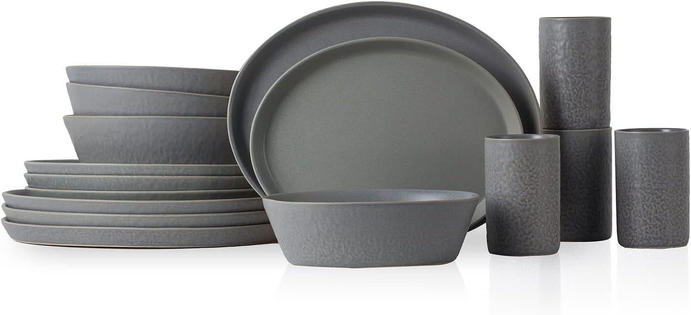 Stone by Mercer Project Katachi 16-Piece Dinnerware Set Stoneware