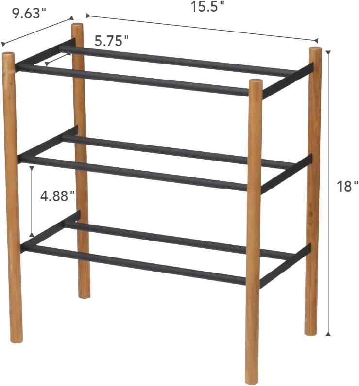 Yamazaki Home Expandable 3-Tiered Space Saving Shoe Rack, Steel,Holds 12 to 16 Shoes