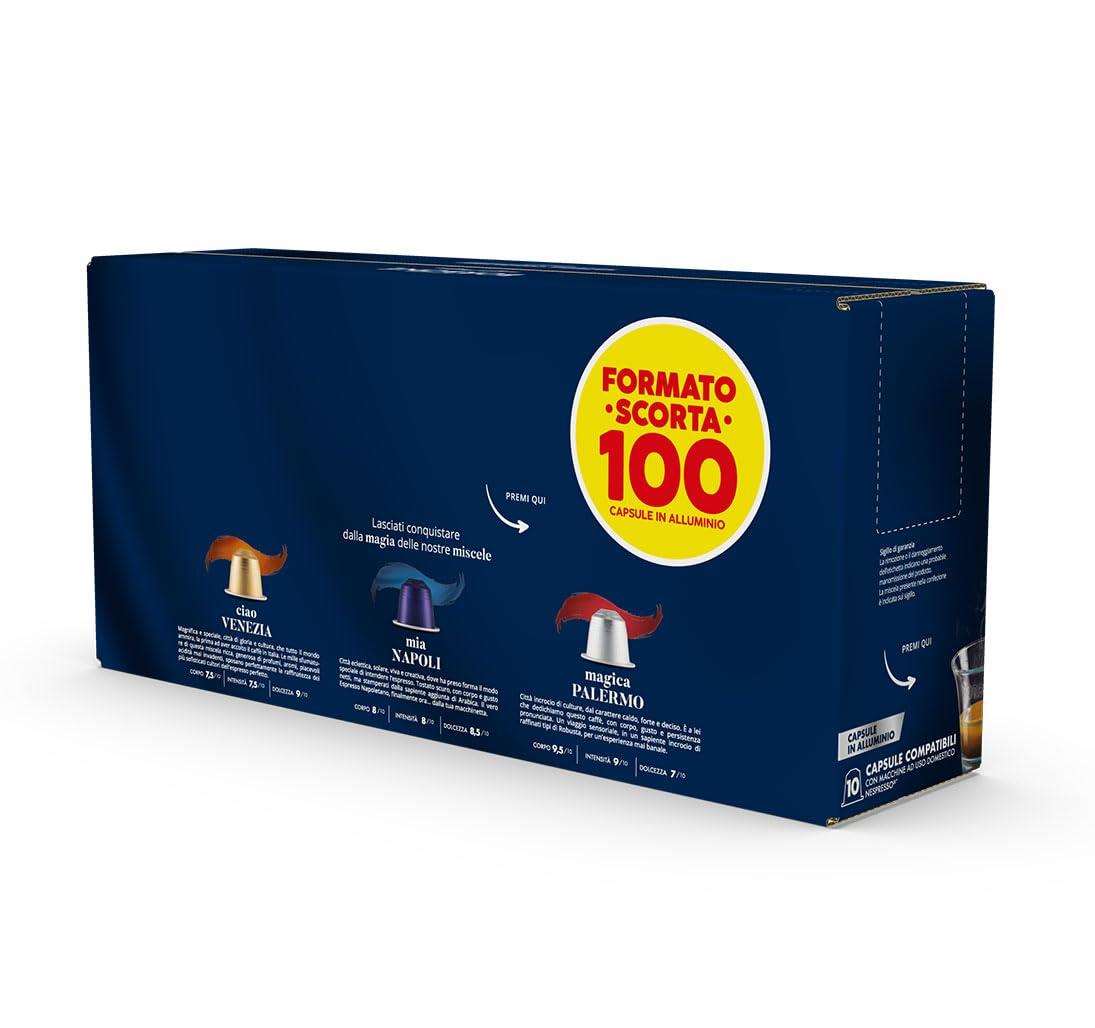 Caffe Borbone Nespresso Compatible Aluminum Coffee Pods, Mia Napoli, Genuine Italian Coffee, 100 Count (10 Packs of 10)