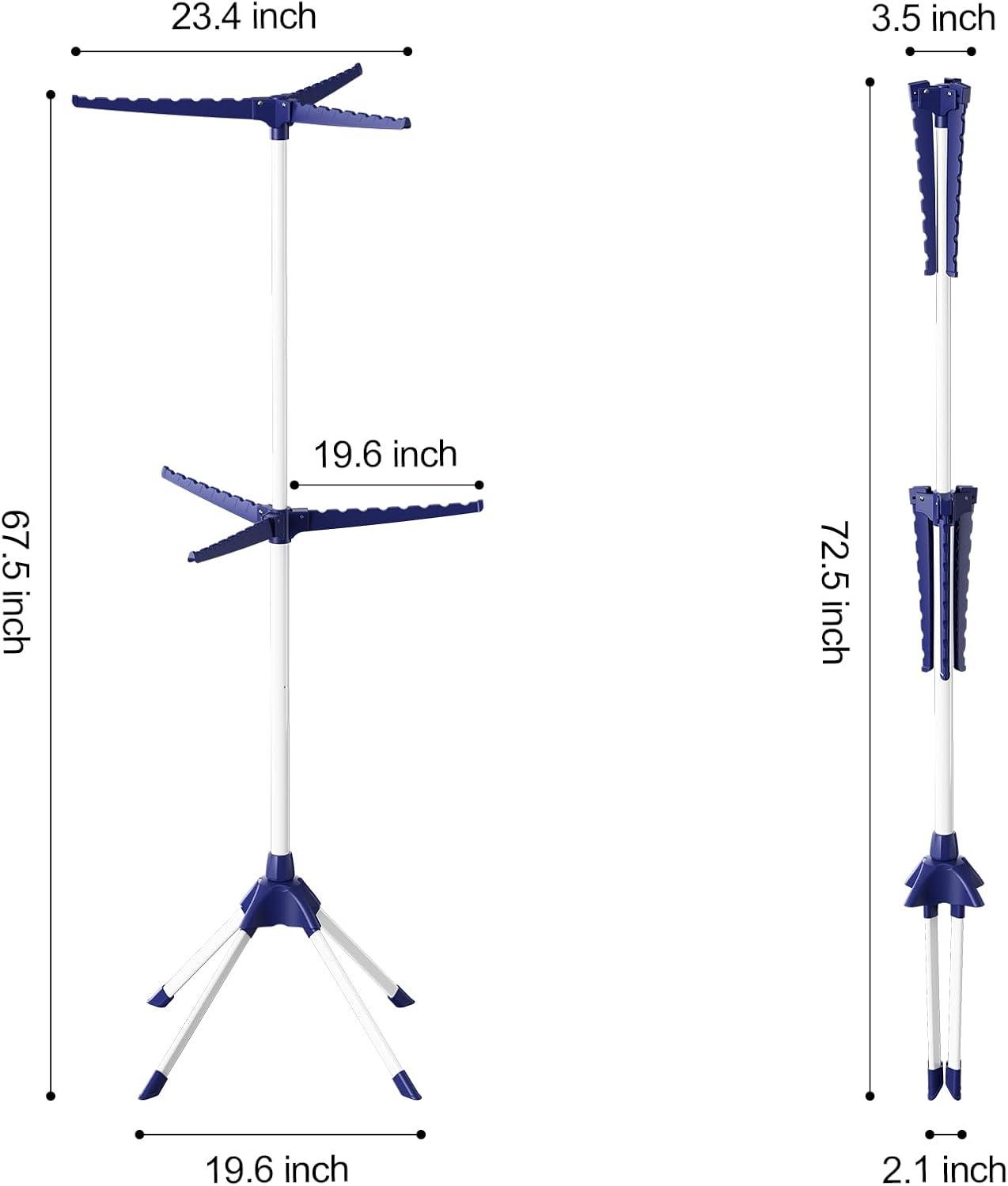APEXCHASER 2-Tier Clothes Drying Rack, 66 - Inch Collapsible Drying Rack Clothing, 6 Staggered Arms for Clothes Rack, for 48 Pieces of Clothes (2-Tier, Black)