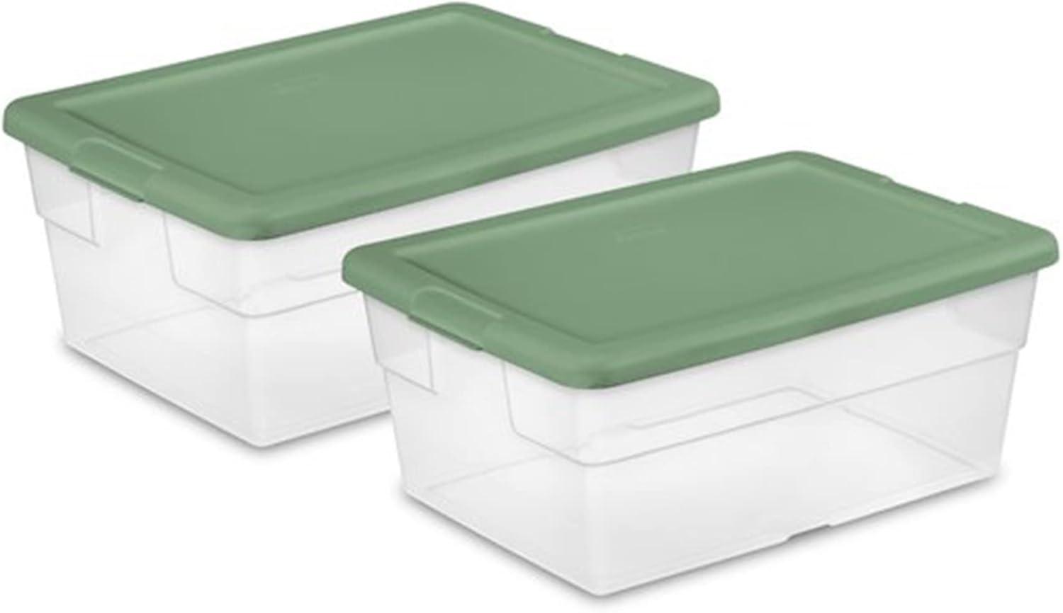 Sterilite 16 Qt Clear Plastic Storage Tote Home Organizer Bins with Lid (4 Pack)