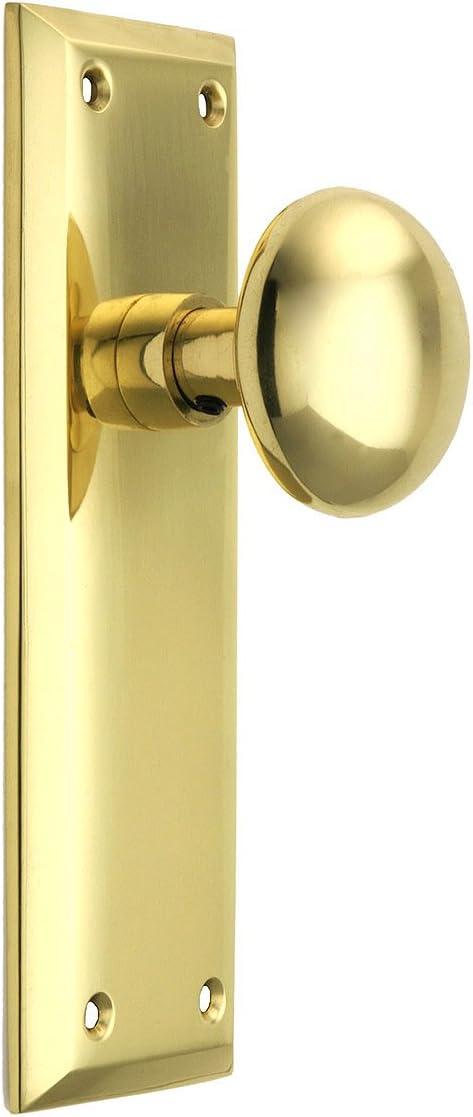 Polished Brass Universal Passage Door Knob with Plate