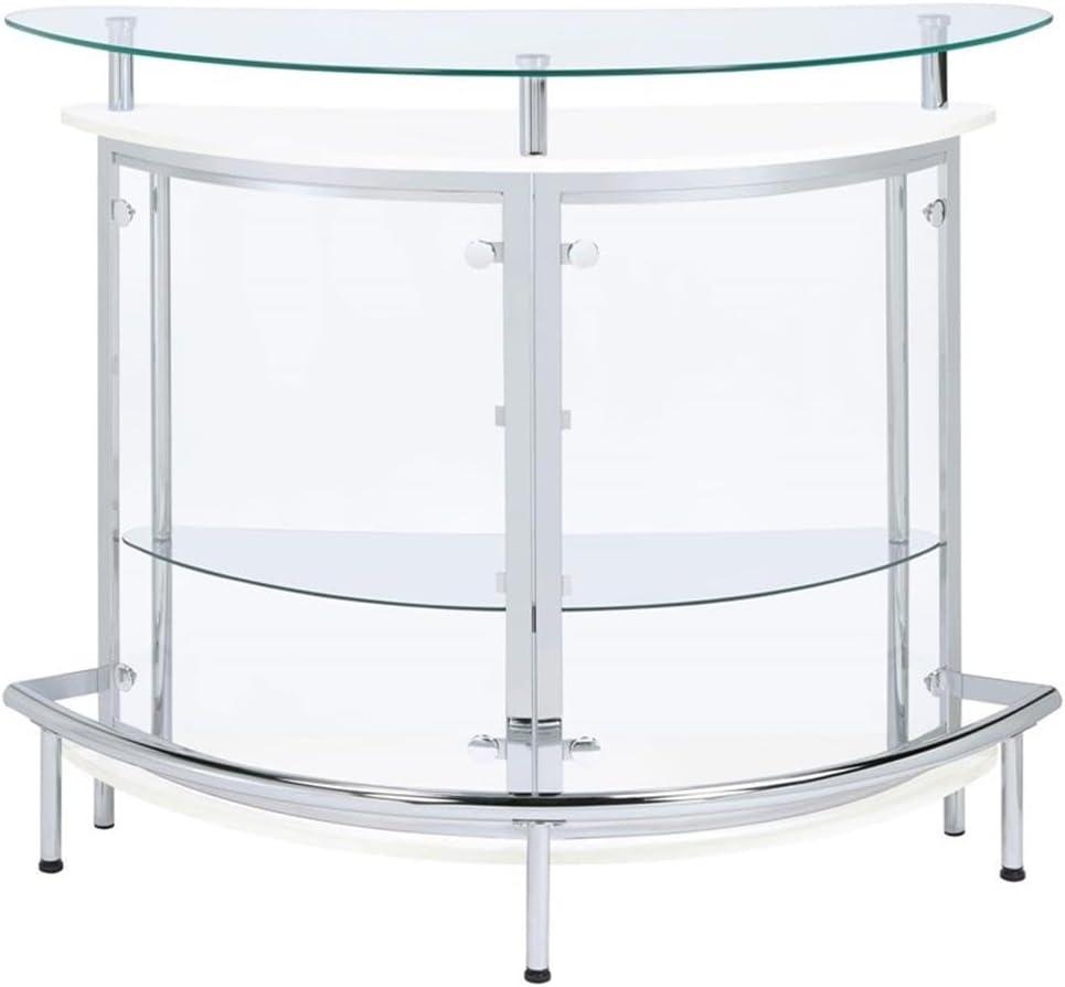 Coaster Amarillo Modern 2 Tier Home Bar Cabinet White/Chrome