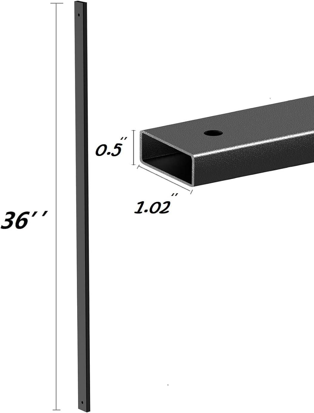 26 Pack Deck Balusters 36”Thicker Rectangle Staircase Baluster Black Metal Deck Spindle and Stairs Railing,Hollow Rectangle Deck Balusters for Deck Railing Porch