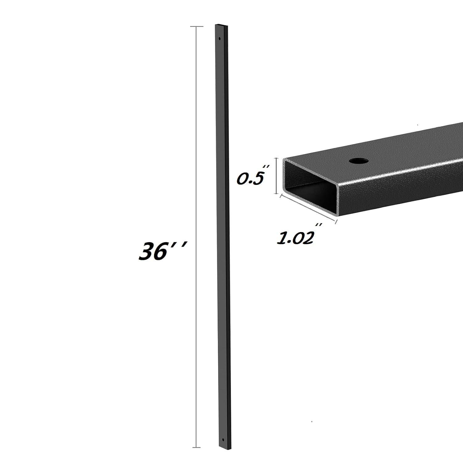 26 Pack Deck Balusters 36”Thicker Rectangle Staircase Baluster Black Metal Deck Spindle and Stairs Railing,Hollow Rectangle Deck Balusters for Deck Railing Porch
