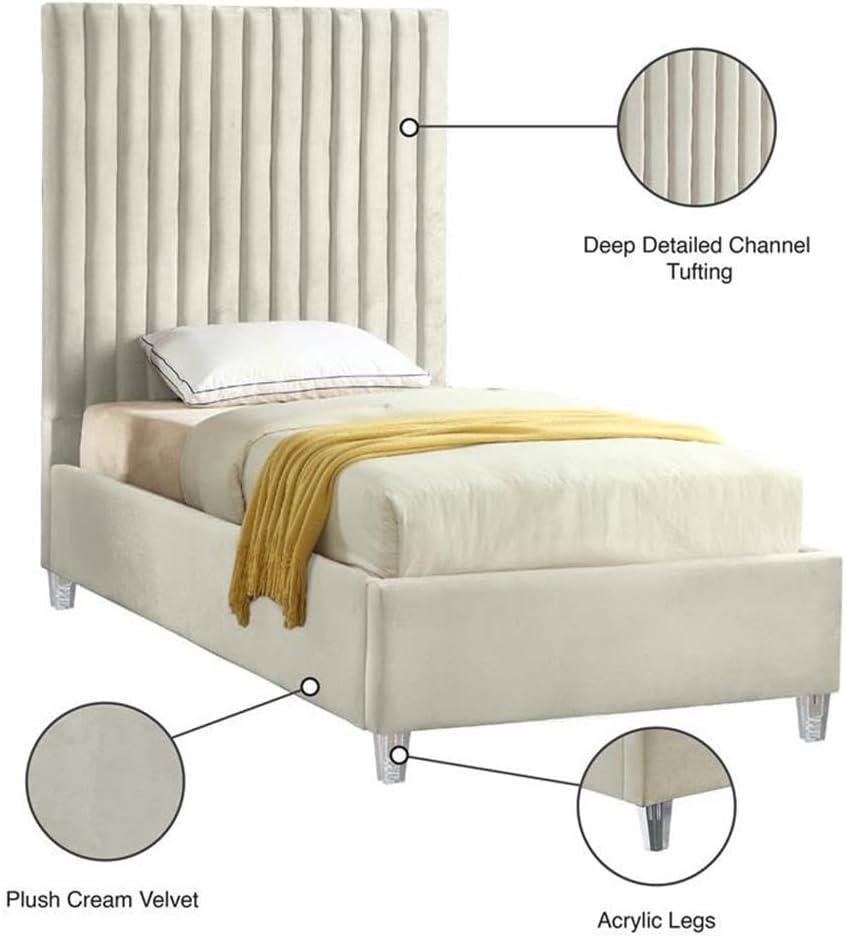Meridian Furniture Candace Cream Velvet Full Bed