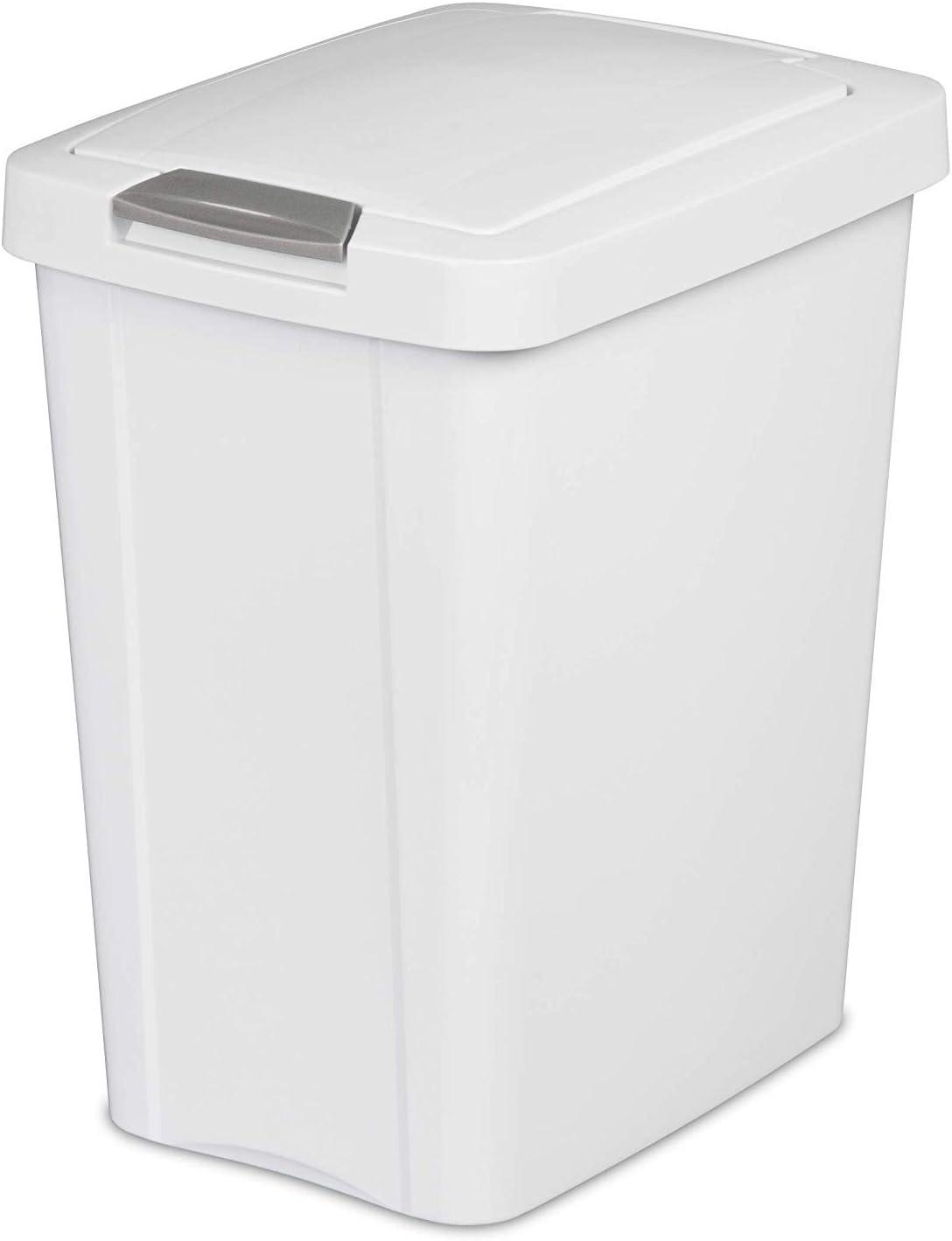 White 7.5 Gallon Plastic TouchTop Kitchen Wastebasket