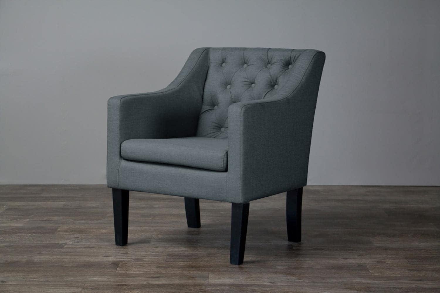 Elegant Brittany Gray Microfiber Club Chair with Wood Legs