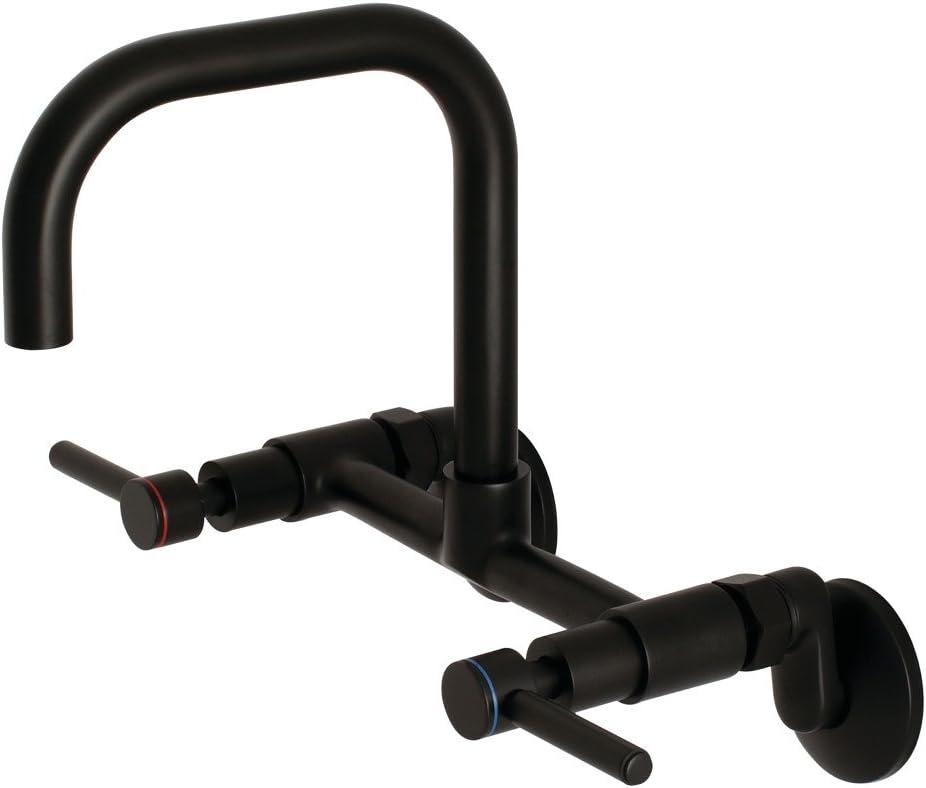 Concord Adjustable Matte Black Wall-Mount Kitchen Faucet