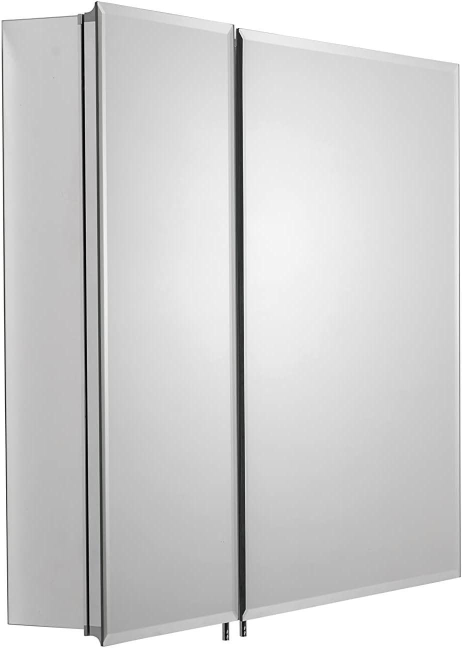 Croydex Halton Double Door Aluminium Bathroom Medicine Cabinet in Chrome (30x26in)