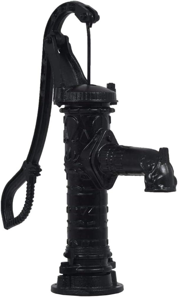 Black Cast Iron Manual Hand Water Pump with Stand for Outdoor Garden