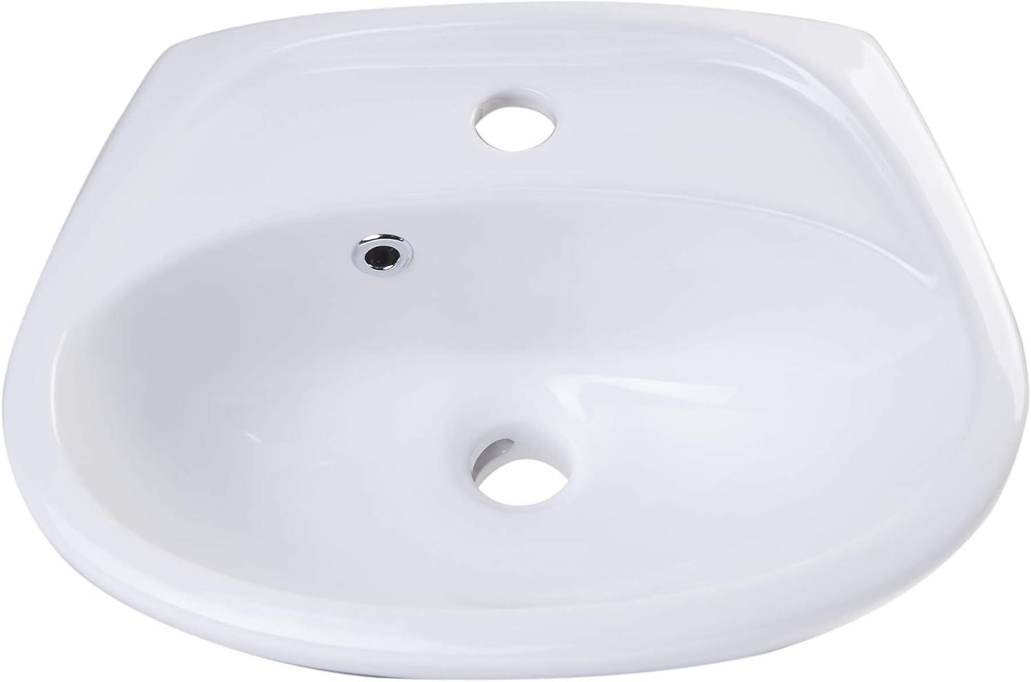 Alfi Brand 13.5'' White Ceramic Oval Bathroom Sink with Overflow