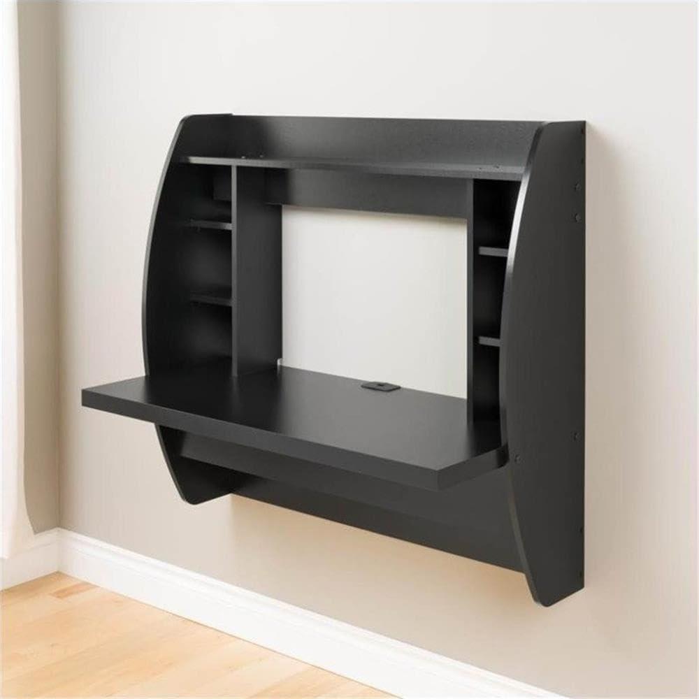 Prepac Floating Desk - Versatile Wall Mounted Desk for Small Spaces, Efficient Computer Desk with Storage, Black Wall Desks, Perfect for Modern Homes