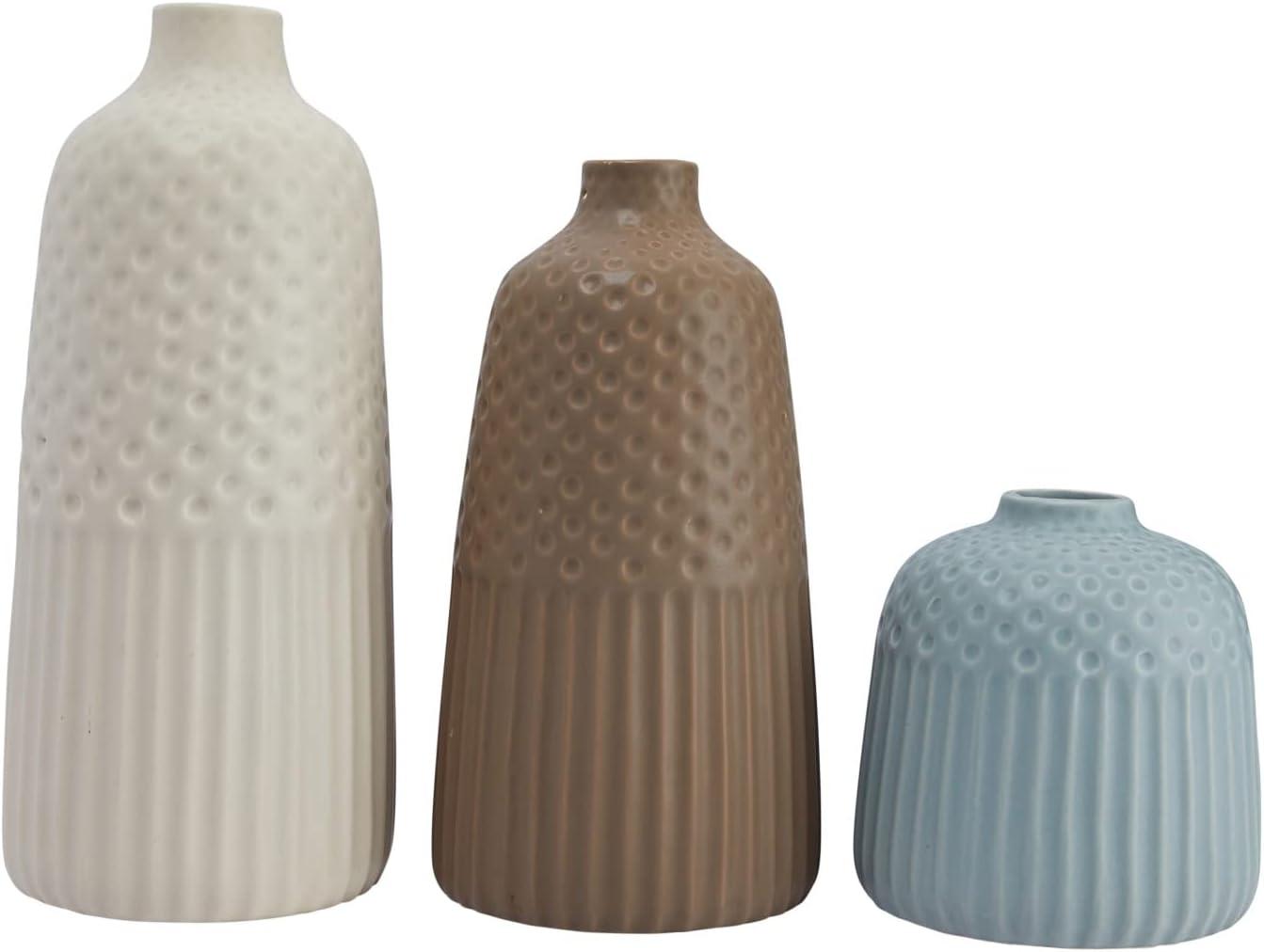 Creative Co-Op Various Stoneware Vases with Matte Glaze, Multicolor, Set of 3