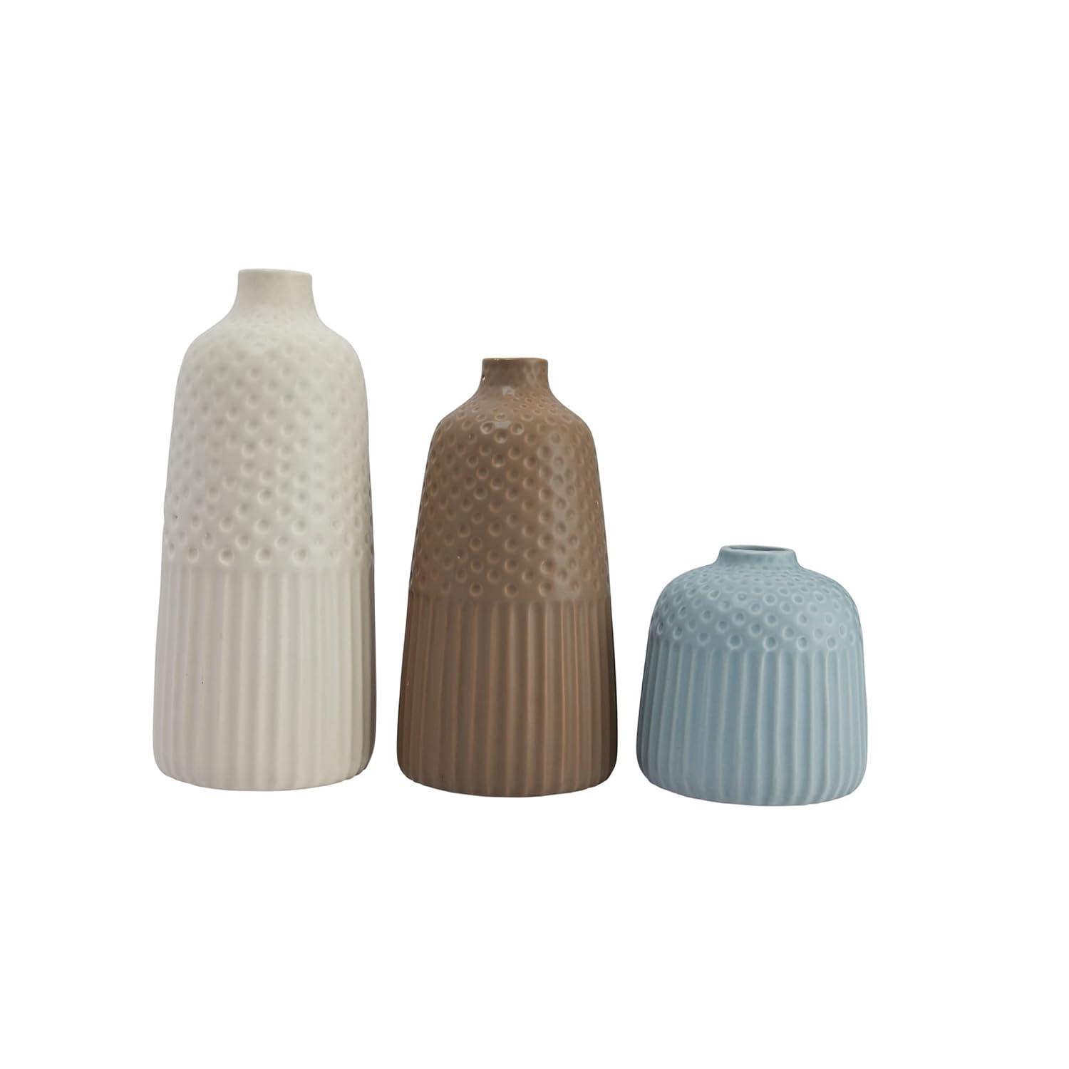 Creative Co-Op Various Stoneware Vases with Matte Glaze, Multicolor, Set of 3
