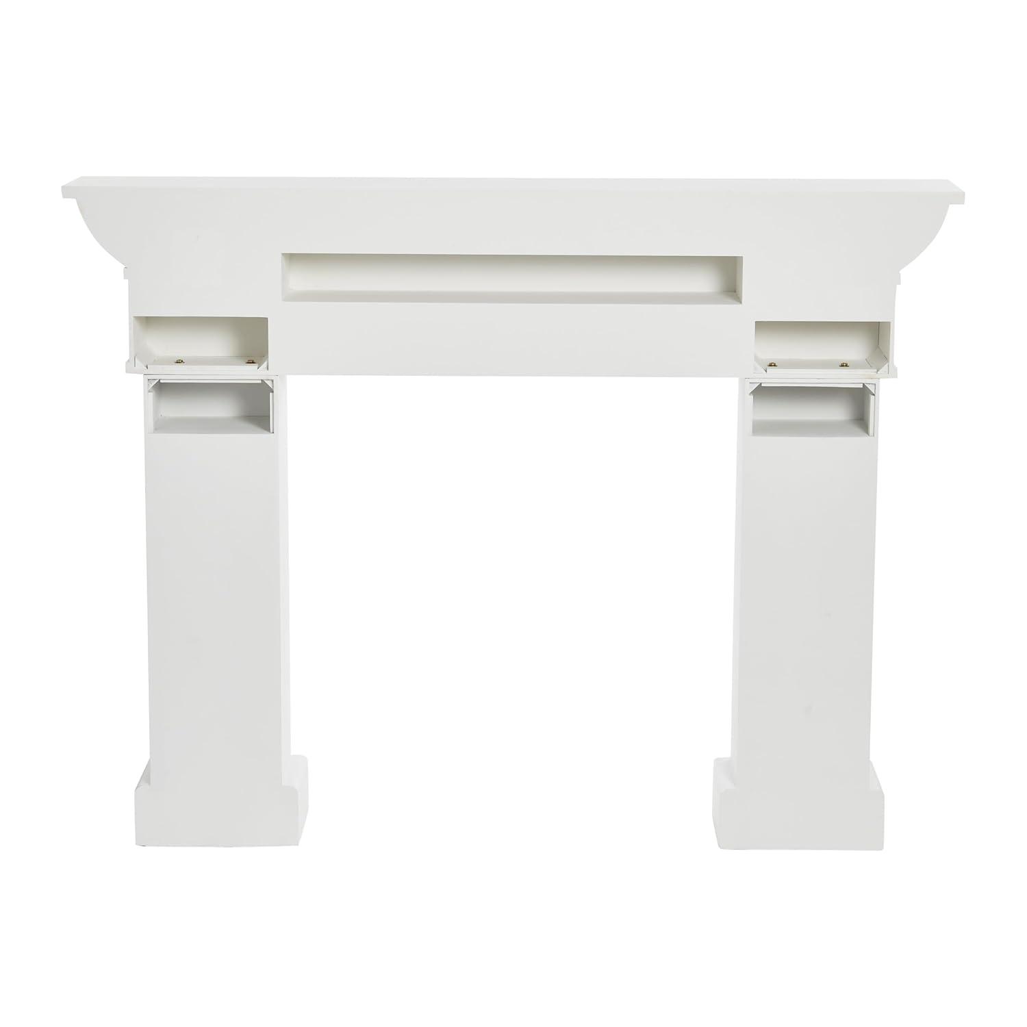 Storied Home Monolith Decorative Fireplace Mantel White: Fir Wood & MDF, Wall Mount, 49.625"H