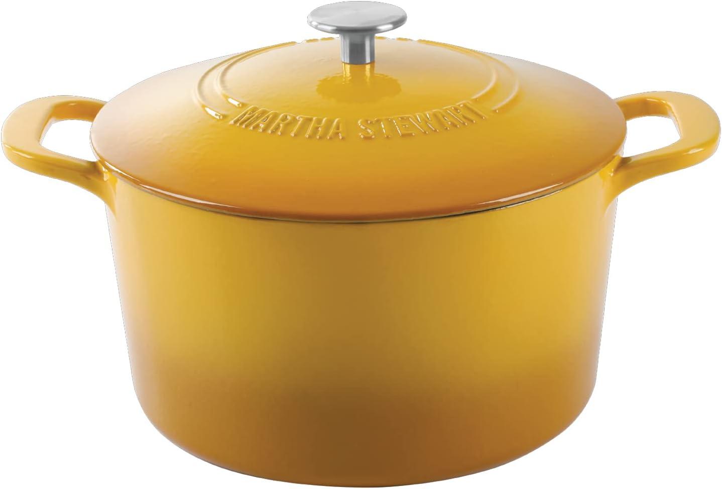 Martha Stewart Gatwick 7 qt. Cast Iron Round Dutch Oven with Lid