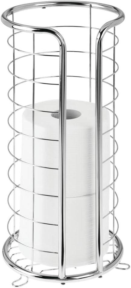 mDesign Metal Toilet Paper Holder Stand, Freestanding 3 Roll Reserve