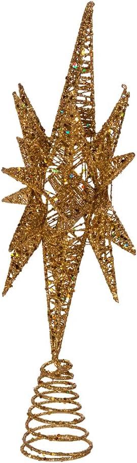 Kurt Adler 16.5-Inch Gold Glitter Wire 3D Star Treetop