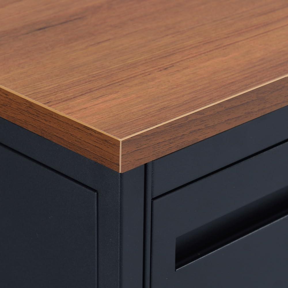Gray Washed Maple Laminate L-Shaped Corner Desk with Filing Cabinet