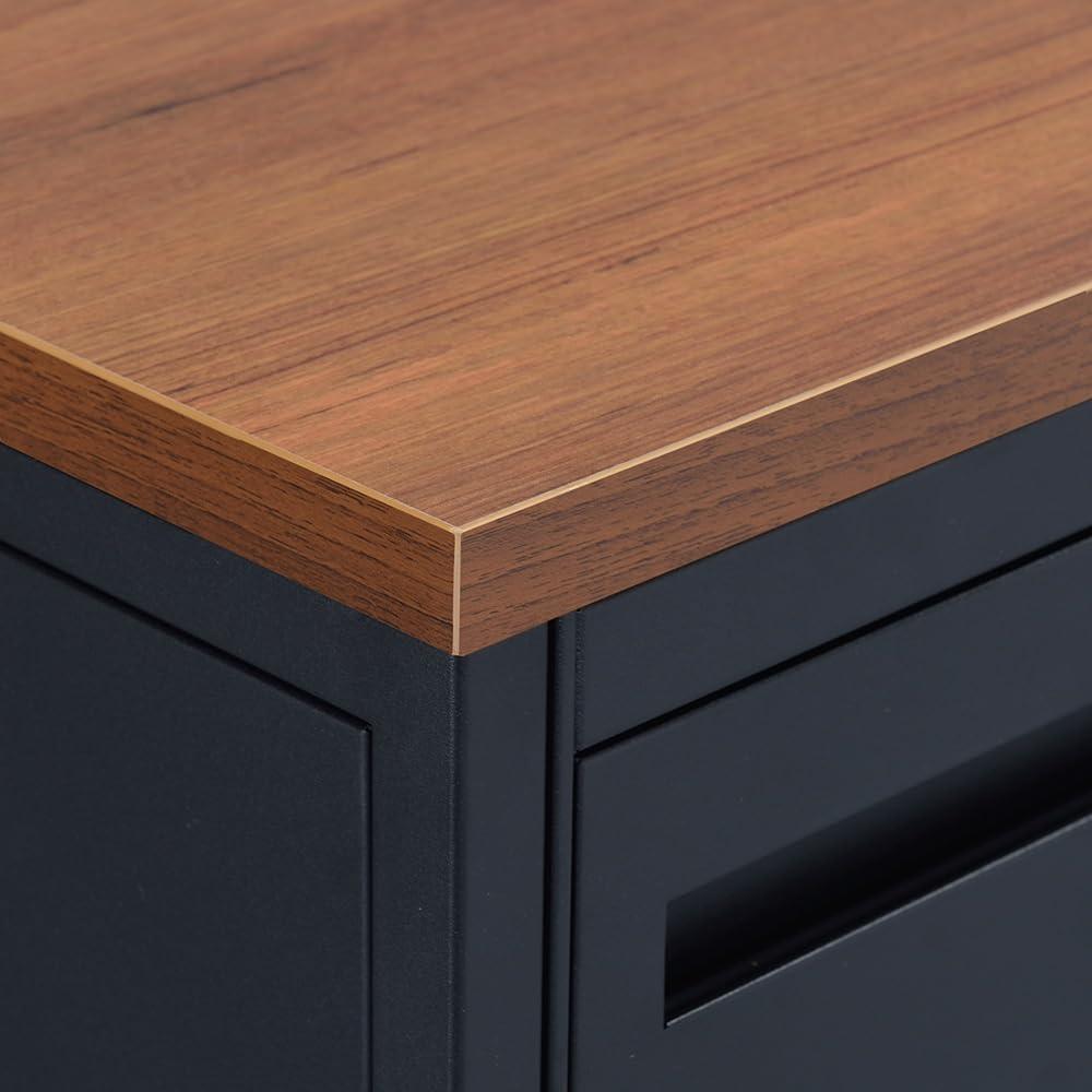 Gray Washed Maple Laminate L-Shaped Corner Desk with Filing Cabinet
