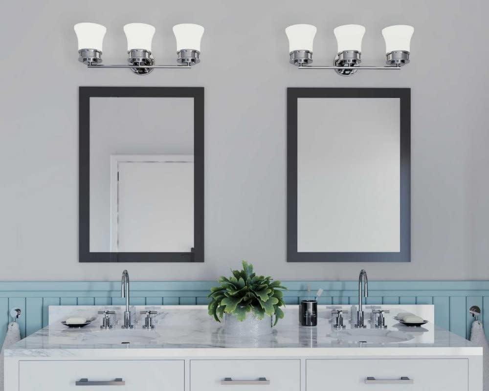 Progress Lighting Cascadia 3-Light Bath Vanity, Steel, Antique Bronze, Etched Glass Shade