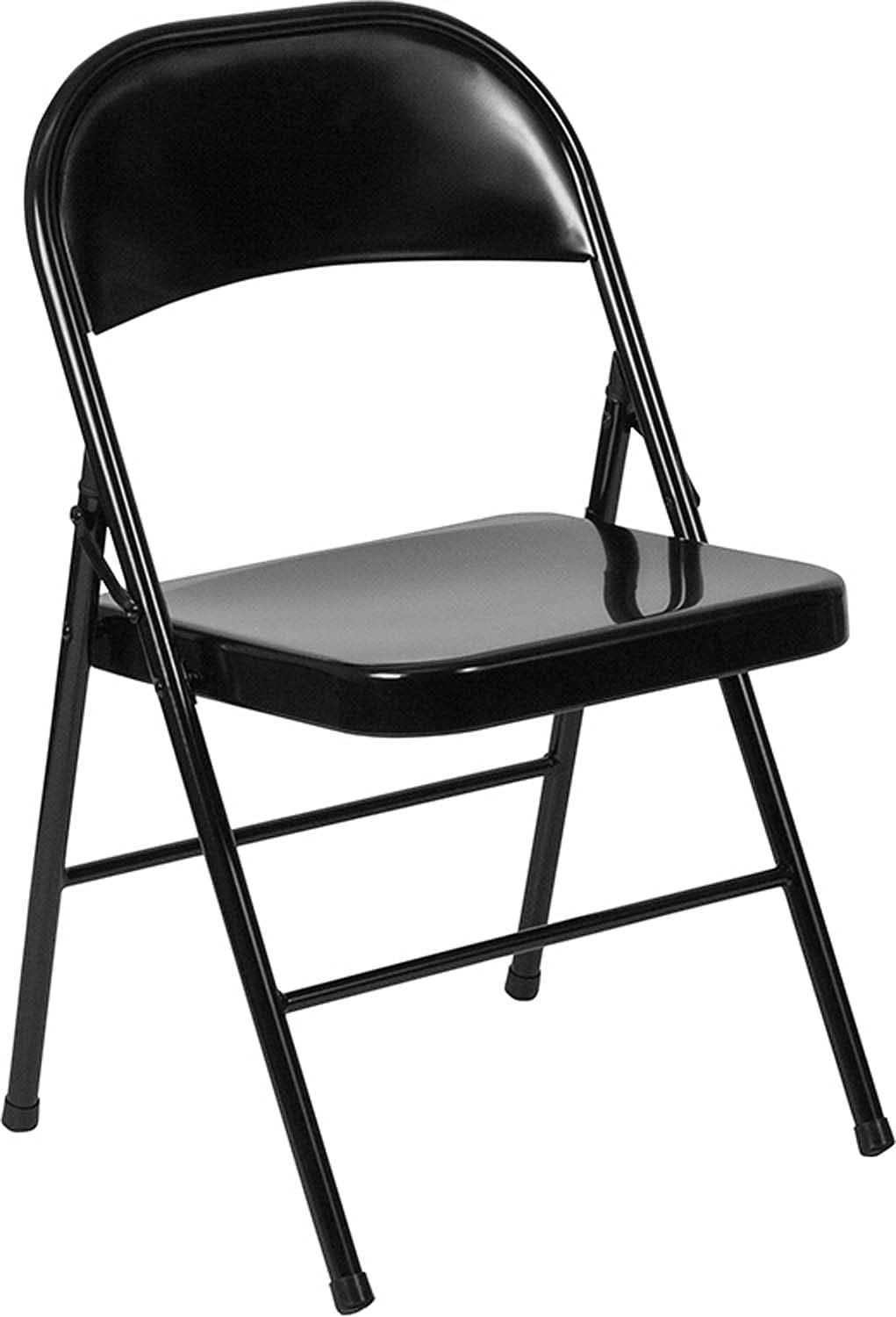 Hercules Series Traditional Black Metal Armless Folding Chair 4-Pack