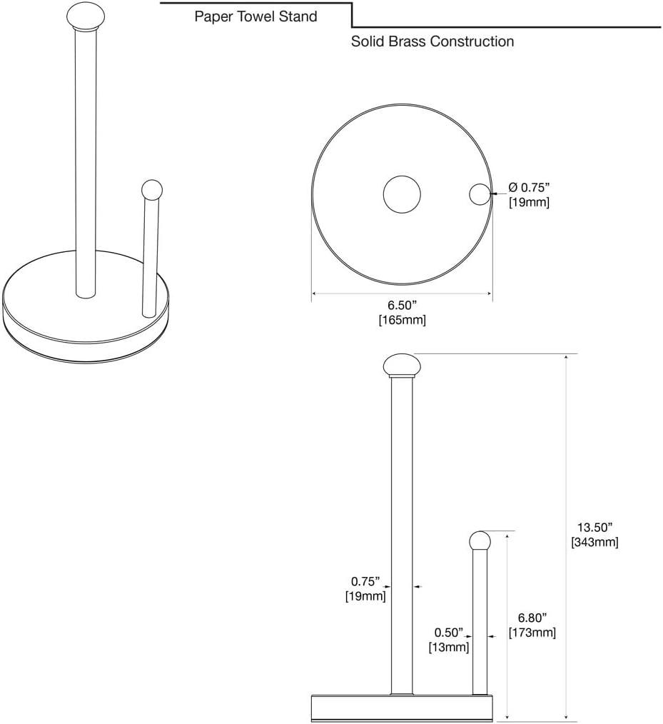 Kitchen Accessories | Countertop Solid Brass Paper Towel Holder