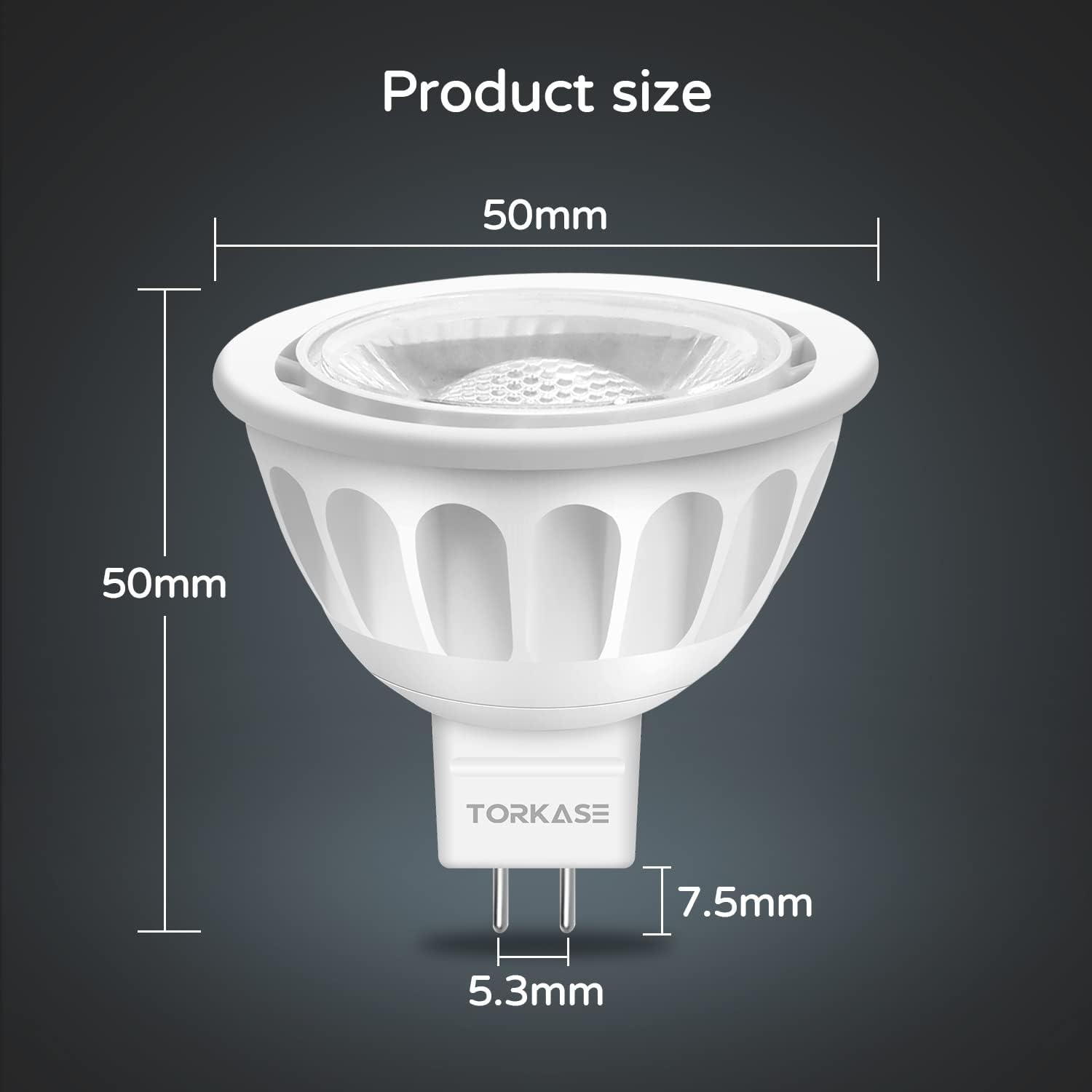 MR16 LED Bulb Dimmable 12V 5W 50W Equivalent 450LM GU5.3 Bipin Base 3000K Warm White Spot Light Bulbs 6-Pack