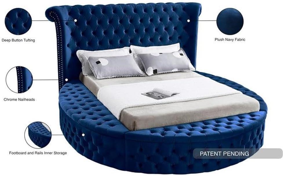 Meridian Furniture Luxus Navy Velvet Queen Bed