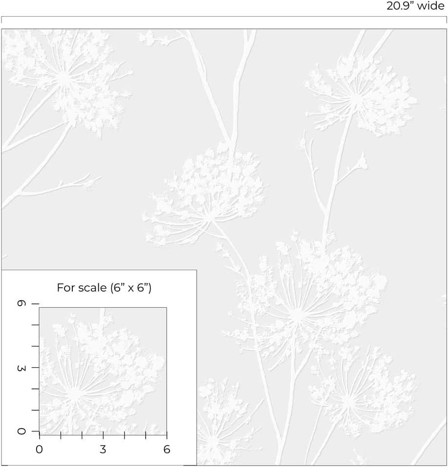 Embossed White Paintable Floral Wallpaper, 20.9 in. x 33 ft.