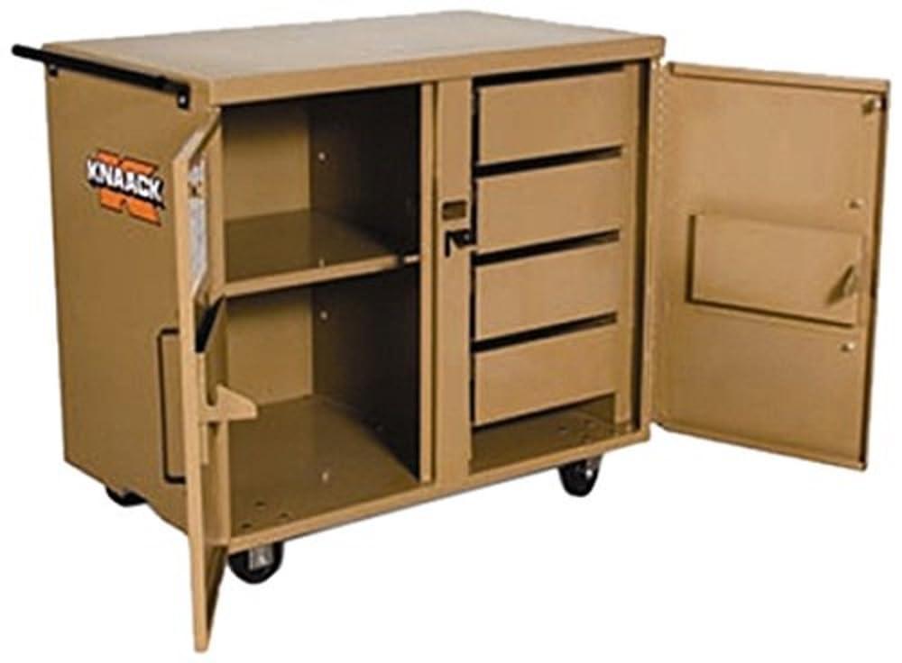 Heavy-Duty Tan Steel Rolling Work Bench with Drawers, 40.67 in