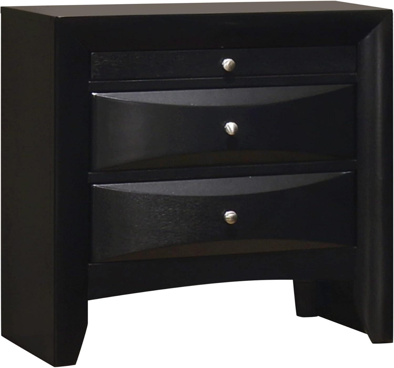 Briana Black 3-Drawer Nightstand with Chrome Knobs