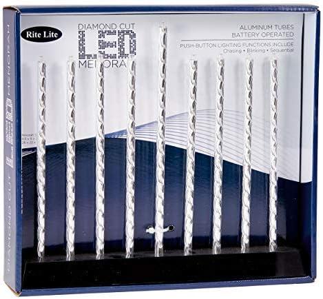 Rite Lite Diamond Cut LED Electric Menorah Hanukkah Menorah with Sequential Lighting, Chasing & Blinking Lights Elegant & Modern Chanukah Gifts Decor Jewish Holiday Party Favors Decorations