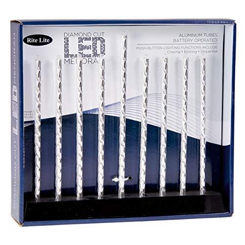 Rite Lite Diamond Cut LED Electric Menorah Hanukkah Menorah with Sequential Lighting, Chasing & Blinking Lights Elegant & Modern Chanukah Gifts Decor Jewish Holiday Party Favors Decorations