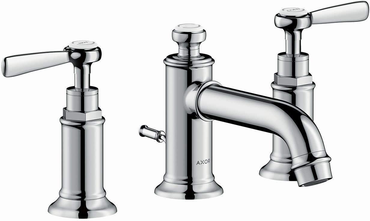 Chrome Modern Widespread Bathroom Faucet with Lever Handles