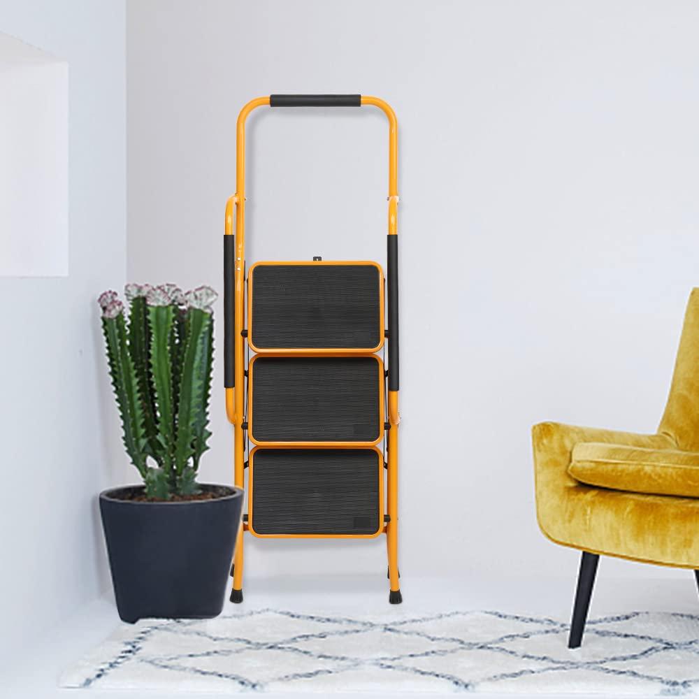 Ktaxon 3 Step Ladder, Portable Lightweight Step Stool, for Household, Office, Garage, Iron