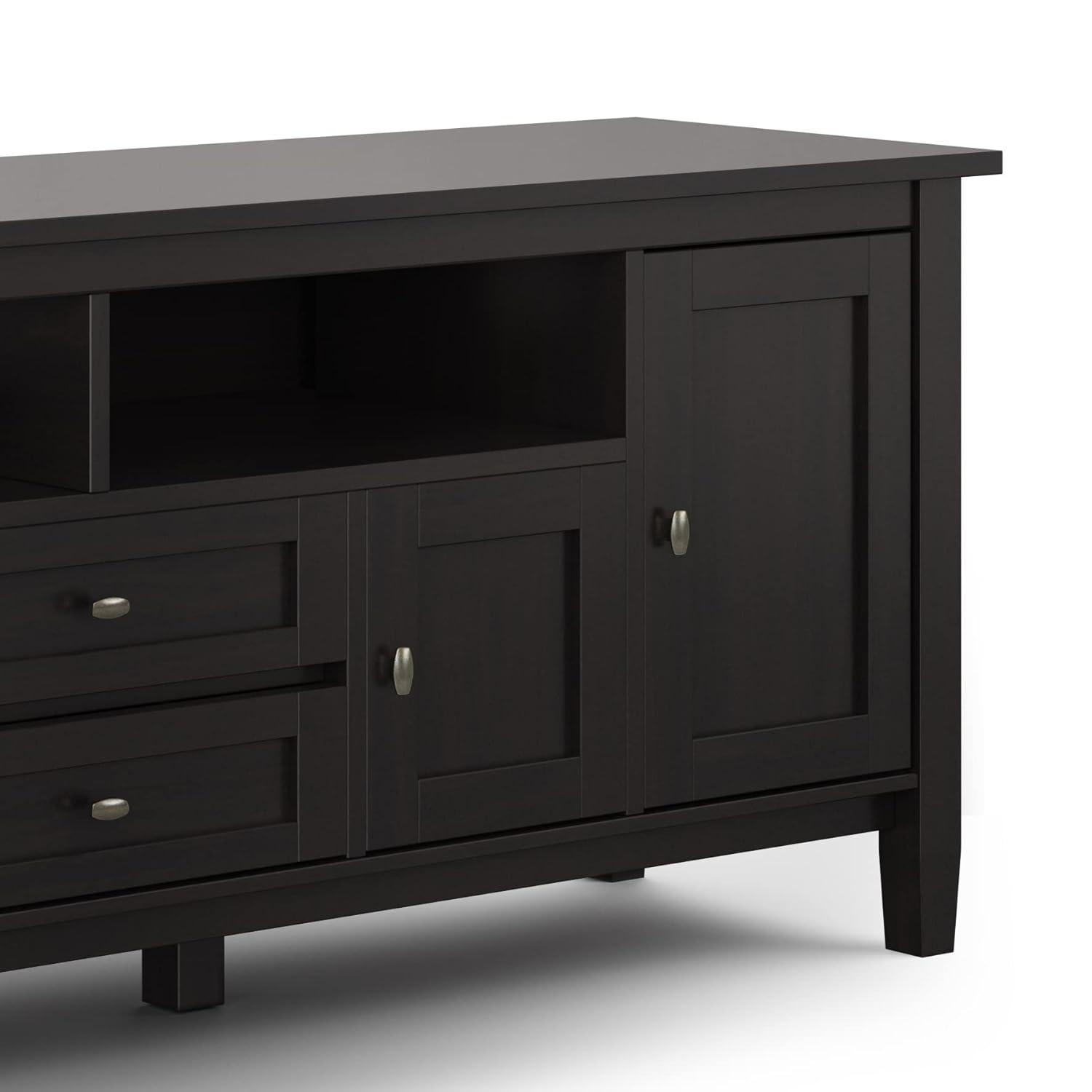 Simpli Home Warm Shaker 72"W Solid Wood TV Stand for TVs up to 80" with 4 Storage Cabinets and 2 Drawers