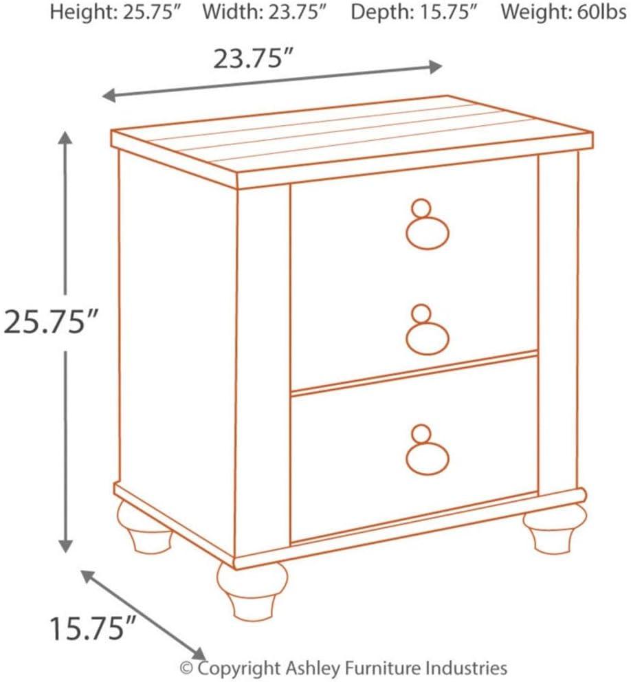 Beige and Black 2-Drawer Nightstand with USB Ports