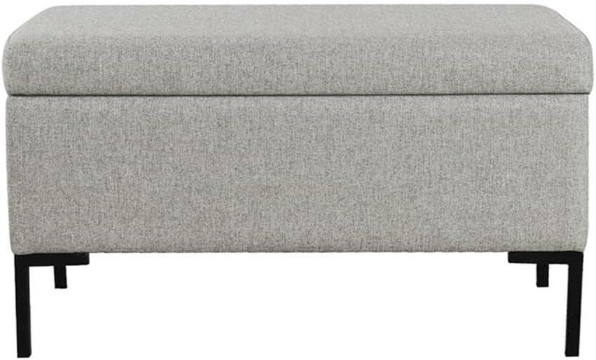 Medium Storage Bench with Metal Legs Gray Woven - HomePop
