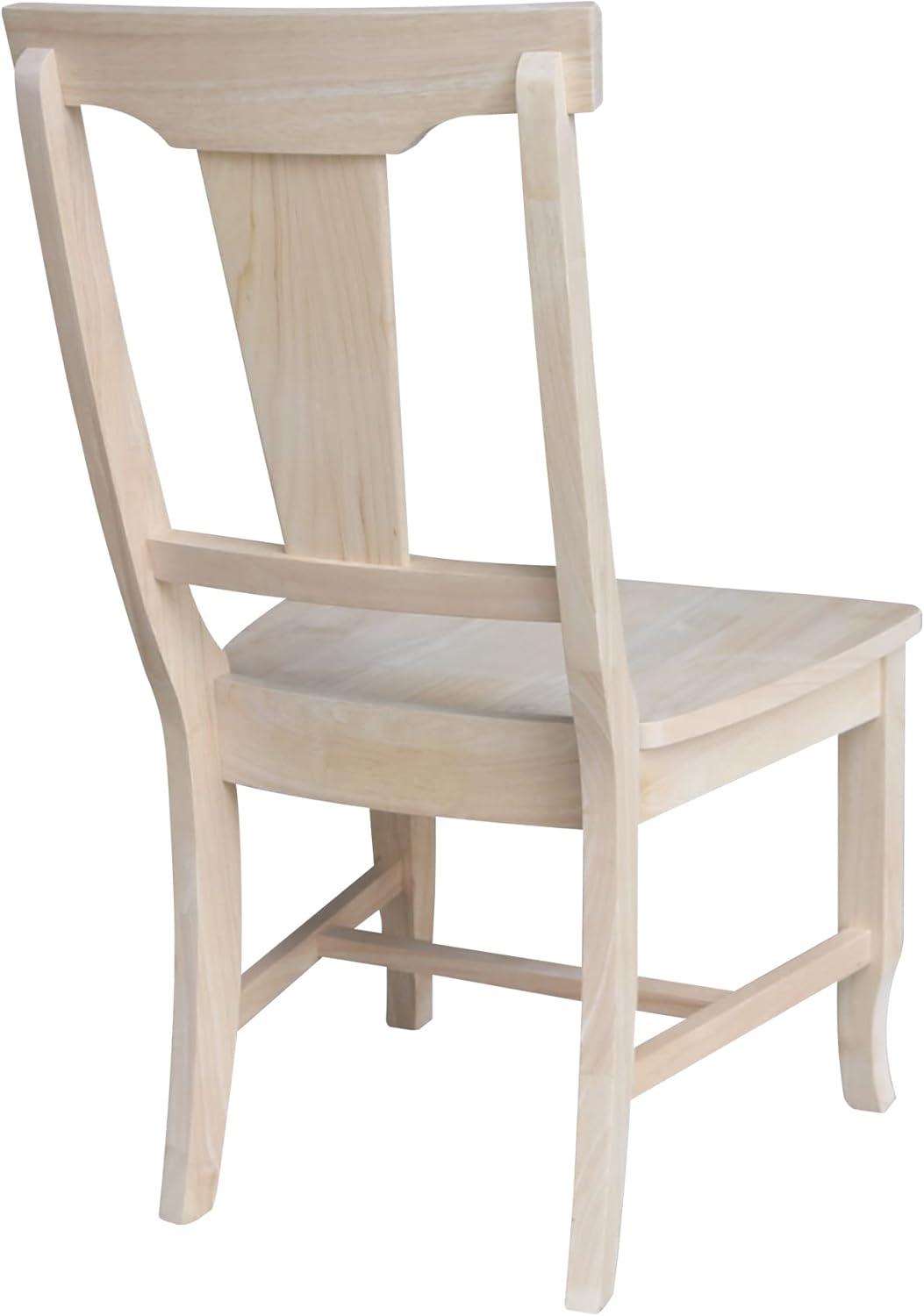 Set of 2 Panel Back Chair Unfinished - International Concepts: Solid Wood, Rubberwood Legs, Armless