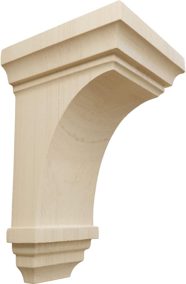 Ekena Millwork 3 1/2"W x 3 3/4"D x 6"H Mini Jefferson Wood Corbel, Rubberwood