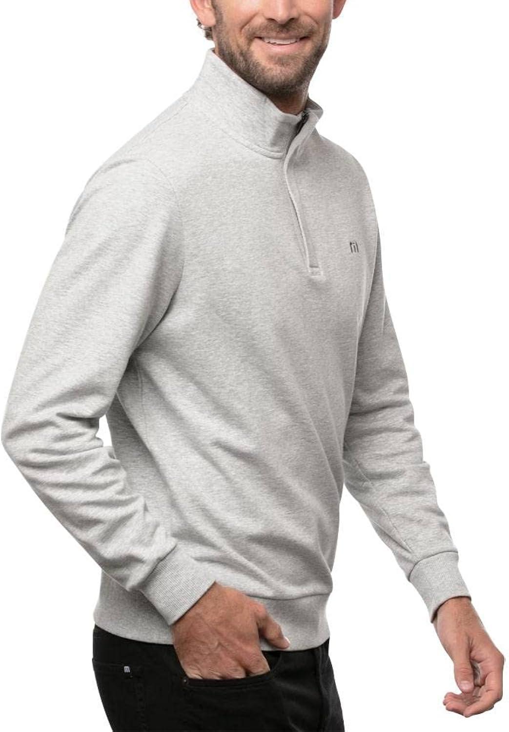 Men's XXL Heather Light Grey High Neck Fleece Zip T-Shirt