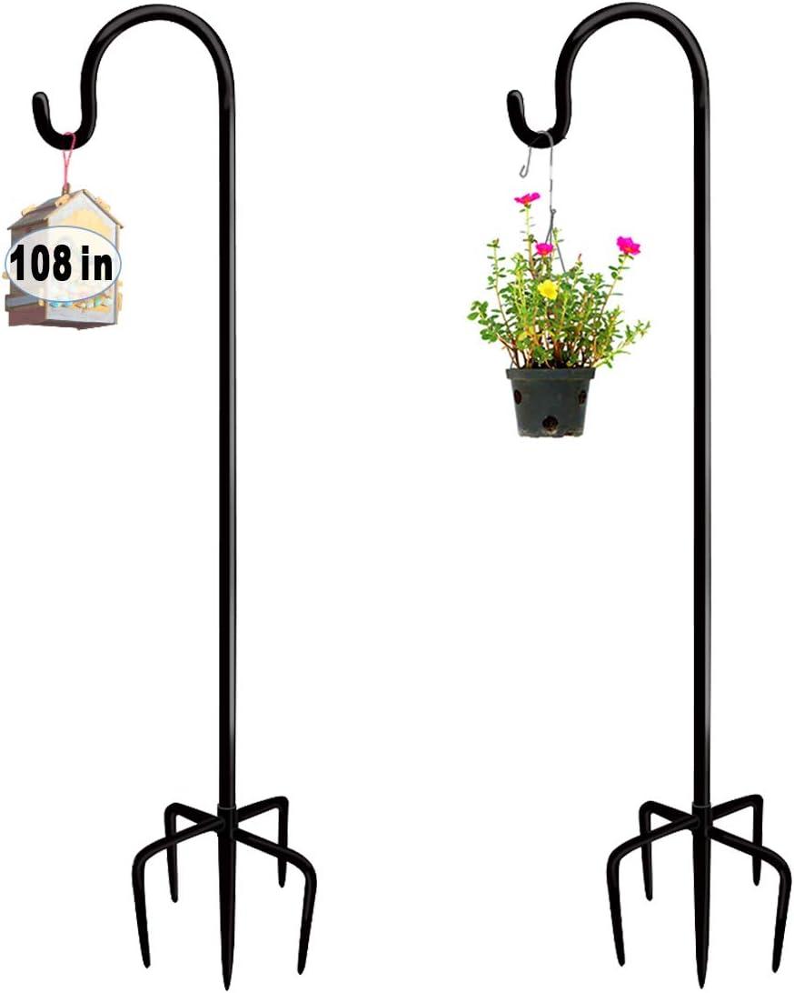 Artigarden 108" Outdoor Adjustable Heavy Duty Shepherd Hook with 5 Prong Base