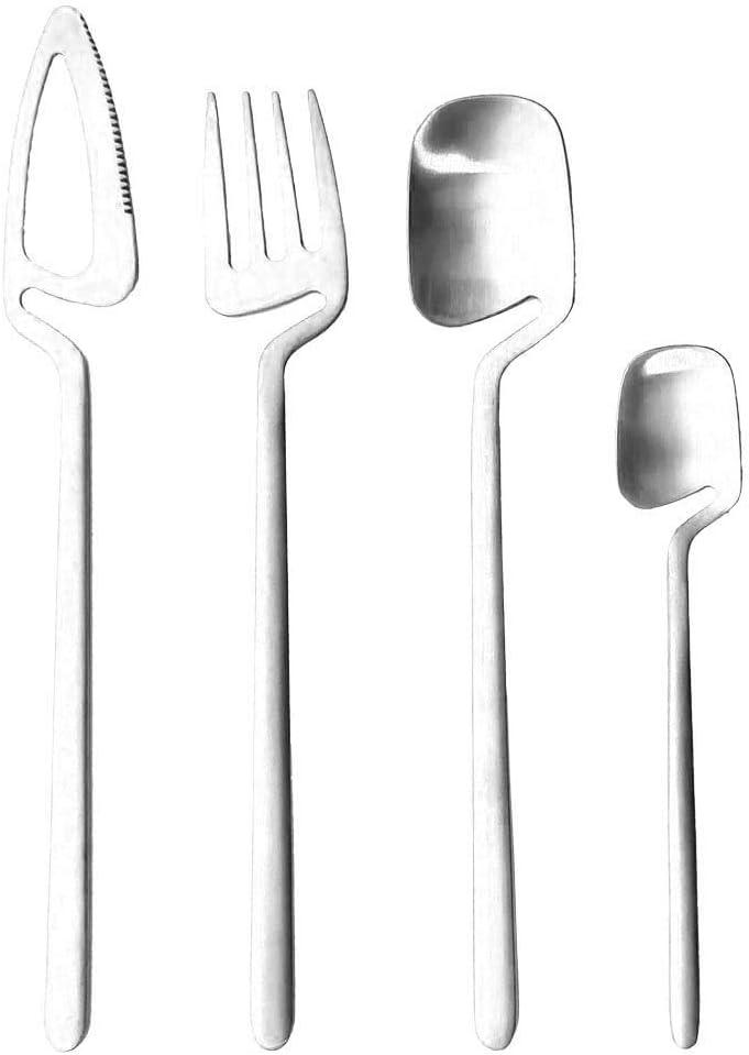 Flatware Set, 24-piece Silverware Cutlery Set with Serving Kitchen Utensil Set Service for 6, 304 Stainless Steel Utensils, Knife/Fork/Spoon, Matte Finish (A-Silver)