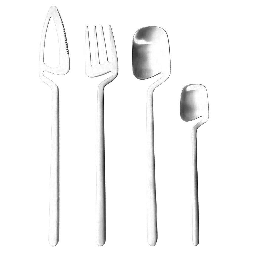 Flatware Set, 24-piece Silverware Cutlery Set with Serving Kitchen Utensil Set Service for 6, 304 Stainless Steel Utensils, Knife/Fork/Spoon, Matte Finish (A-Silver)