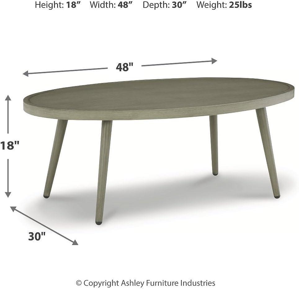 Signature Design by Ashley Swiss Valley Outdoor Oval Coffee Table, Beige