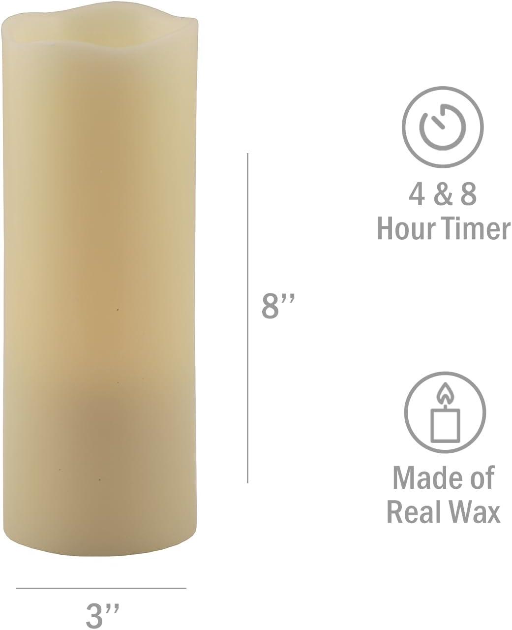 Ivory Flameless LED Wax Pillar Candle with Timer