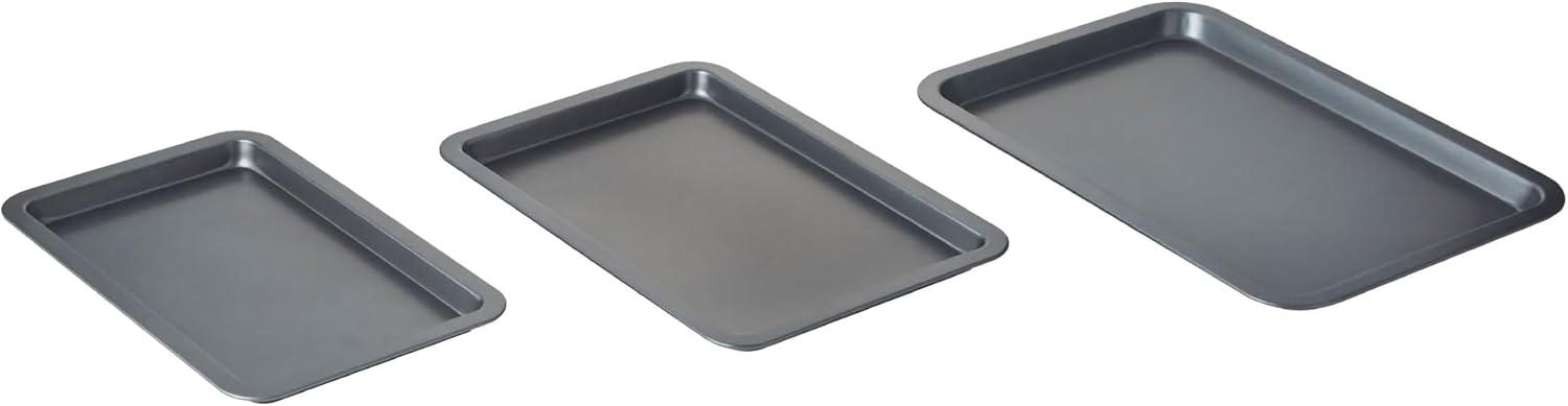 Nifty Solutions Set of 3 Non-Stick Cookie and Baking Sheets – Small, Medium and Large Pans, Non-Stick Coated Steel